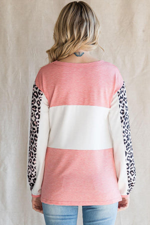 Keep Smiling Color Block Long Sleeve Top - MXSTUDIO.COM