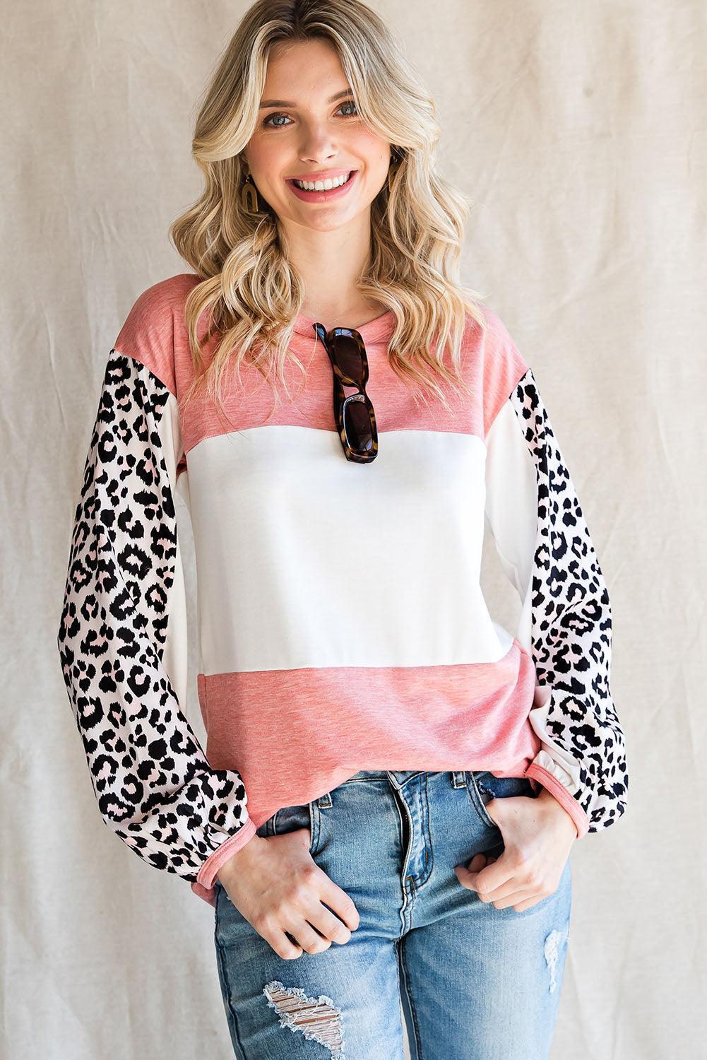 Keep Smiling Color Block Long Sleeve Top - MXSTUDIO.COM