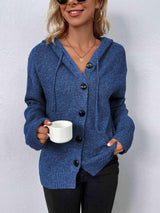 Keep Warm Button Down Hooded Knitted Cardigan-MXSTUDIO.COM