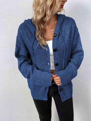 Keep Warm Button Down Hooded Knitted Cardigan-MXSTUDIO.COM