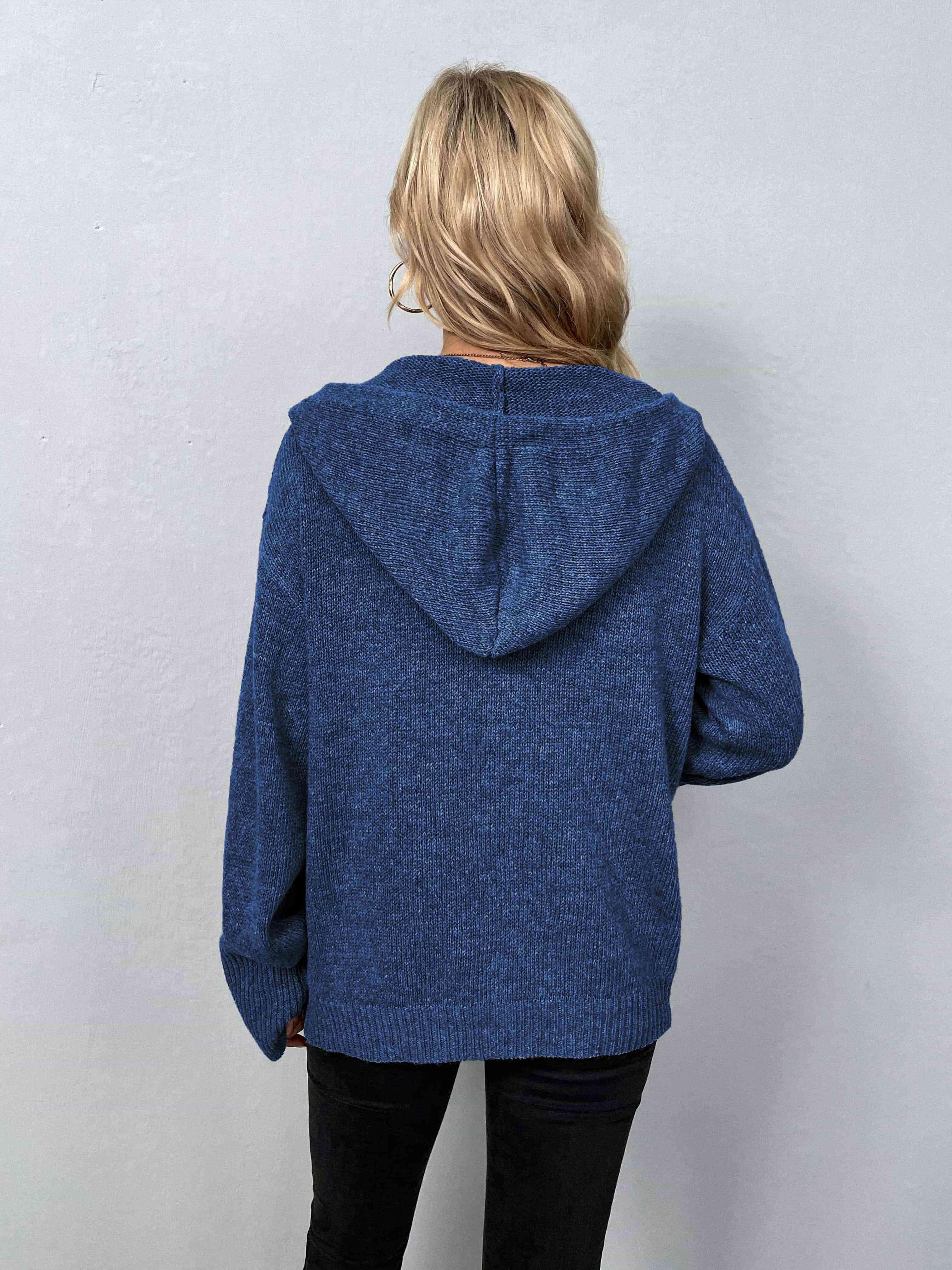 Keep Warm Button Down Hooded Knitted Cardigan-MXSTUDIO.COM