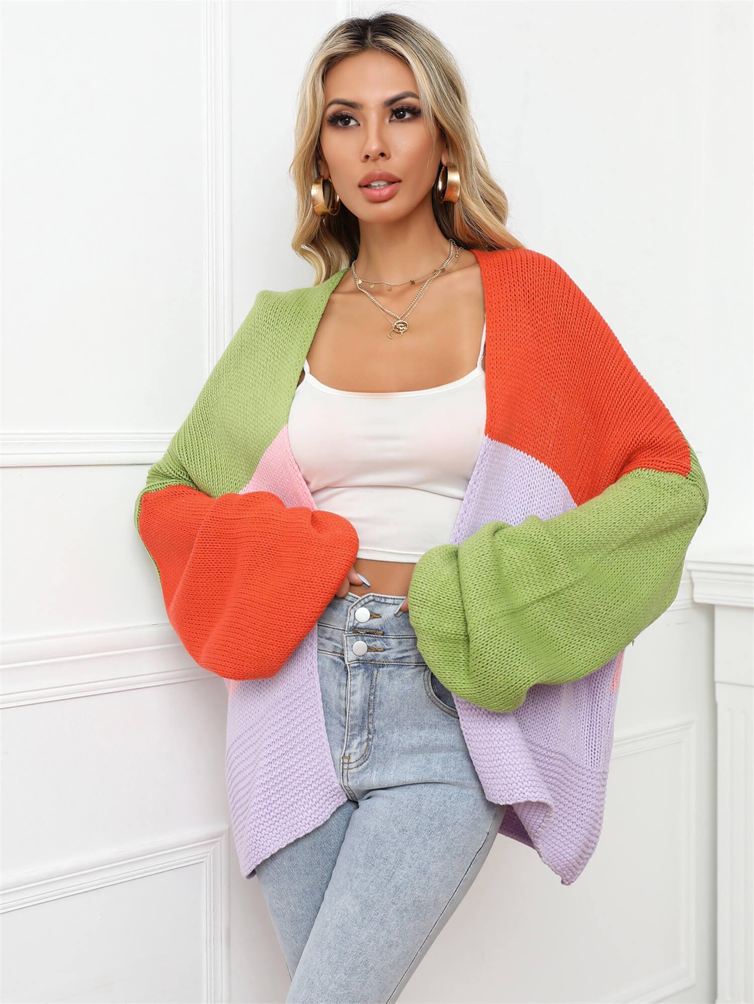 Keep Warm Color Block Open Front Longline Cardigan - MXSTUDIO.COM