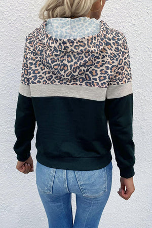 Keep it Cool Color Block Leopard Hoodie - MXSTUDIO.COM