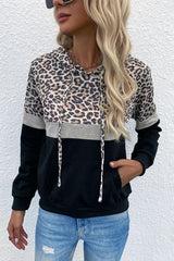 Keep it Cool Color Block Leopard Hoodie - MXSTUDIO.COM