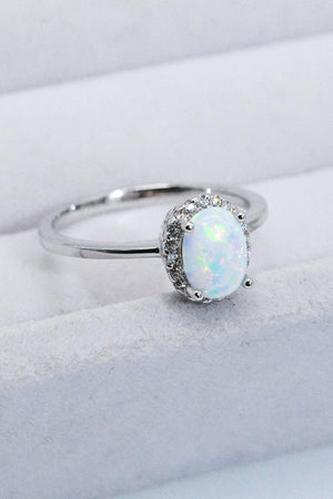 Kindle Allure 925 Sterling Silver Oval Opal Ring - MXSTUDIO.COM