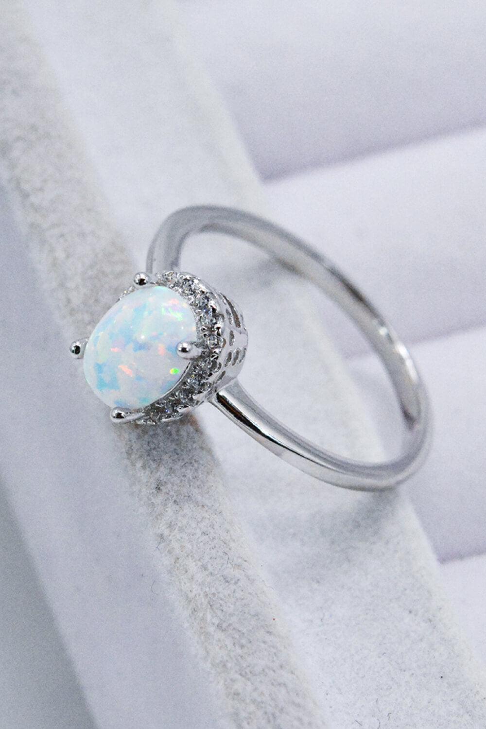 Kindle Allure 925 Sterling Silver Oval Opal Ring - MXSTUDIO.COM