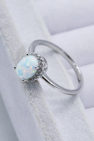 Kindle Allure 925 Sterling Silver Oval Opal Ring - MXSTUDIO.COM