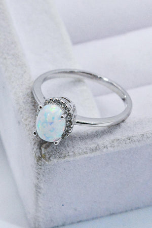 Kindle Allure 925 Sterling Silver Oval Opal Ring - MXSTUDIO.COM