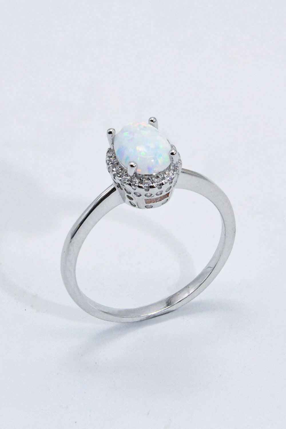 Kindle Allure 925 Sterling Silver Oval Opal Ring - MXSTUDIO.COM