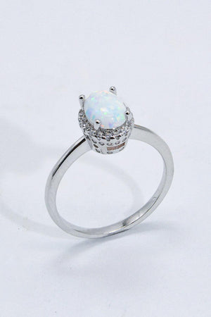 Kindle Allure 925 Sterling Silver Oval Opal Ring - MXSTUDIO.COM