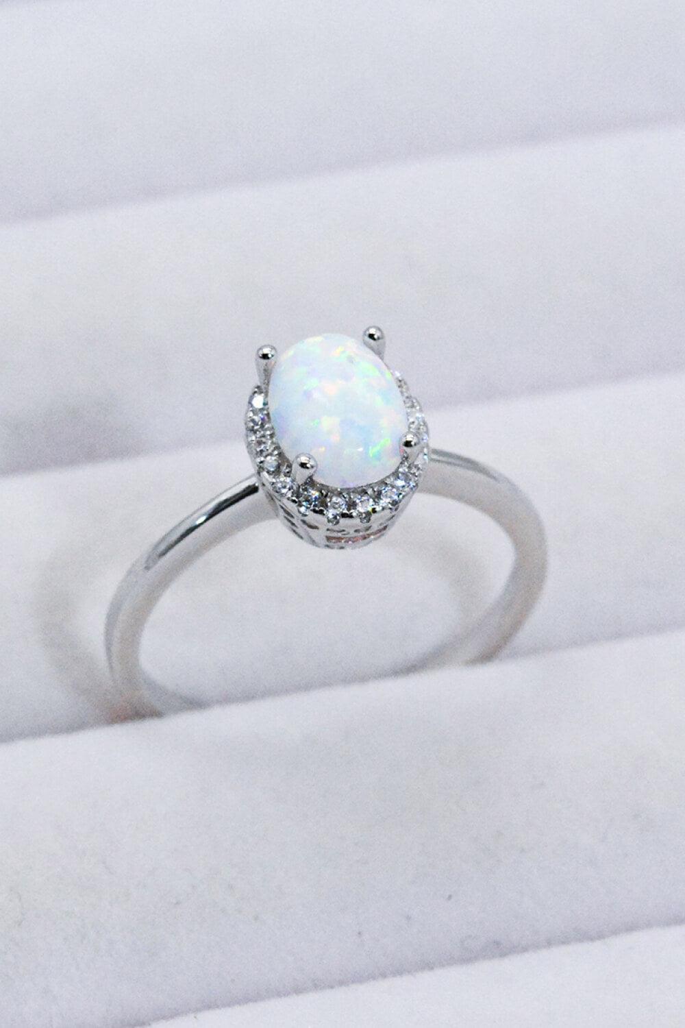 Kindle Allure 925 Sterling Silver Oval Opal Ring - MXSTUDIO.COM