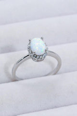 Kindle Allure 925 Sterling Silver Oval Opal Ring - MXSTUDIO.COM