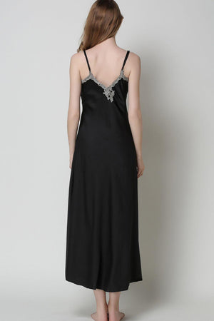 Lace Detail Neckline Satin Night Dress - MXSTUDIO.COM