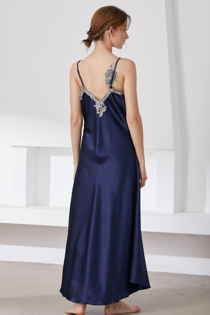 Lace Detail Neckline Satin Night Dress - MXSTUDIO.COM