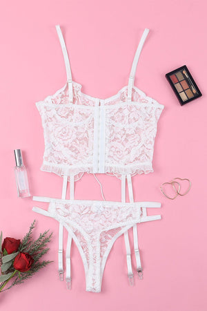 Lace-Up Sensation White Lingerie Set - MXSTUDIO.COM