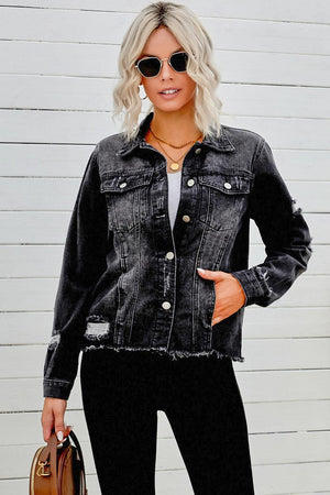 Lady Boss Distressed Denim Jacket - MXSTUDIO.COM