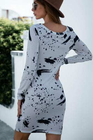 Lady Boss Long Sleeve Boat Neck Mini Dress - MXSTUDIO.COM