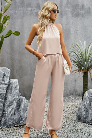 Lady Boss Sleeveless Top and Wide Leg Pants Set - MXSTUDIO.COM