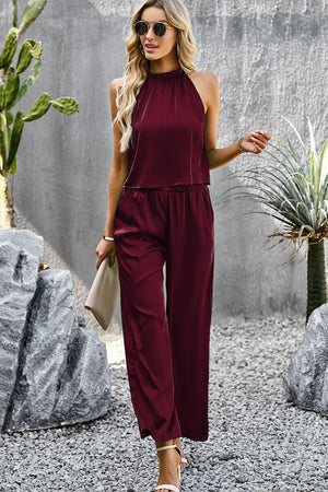 Lady Boss Sleeveless Top and Wide Leg Pants Set - MXSTUDIO.COM