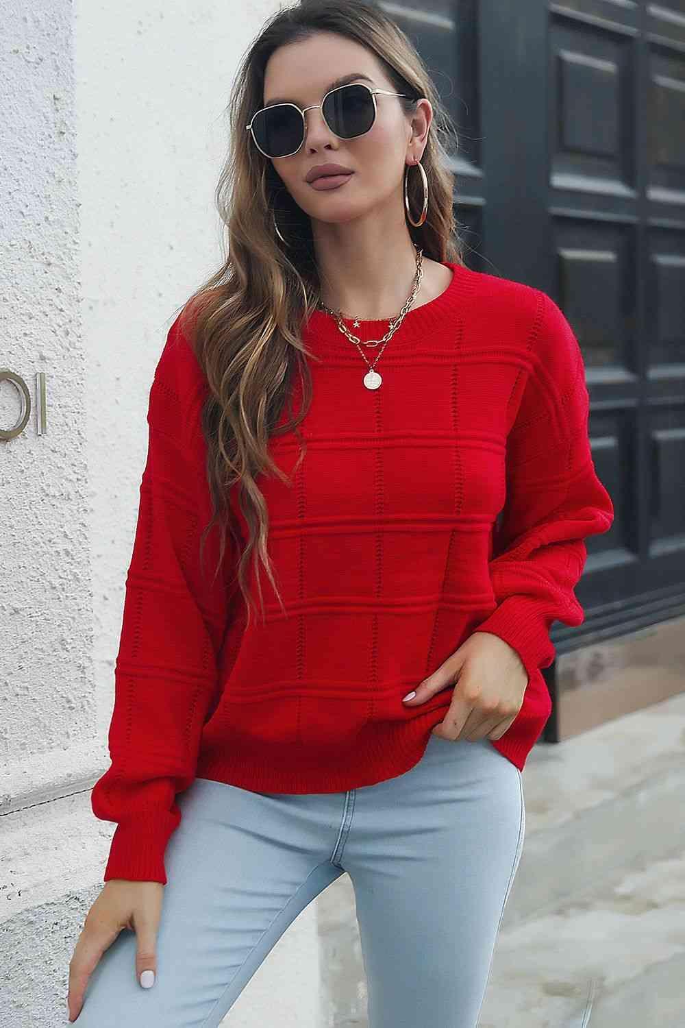 Laid-Back Autumn Long Sleeve Crew Neck Sweater - MXSTUDIO.COM