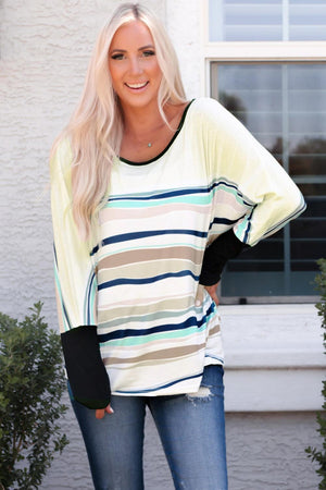 Laid-Back Life Striped Long Sleeve Top - MXSTUDIO.COM