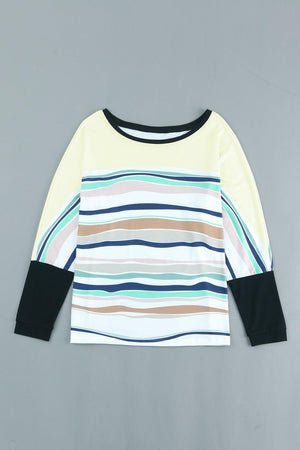 Laid-Back Life Striped Long Sleeve Top - MXSTUDIO.COM