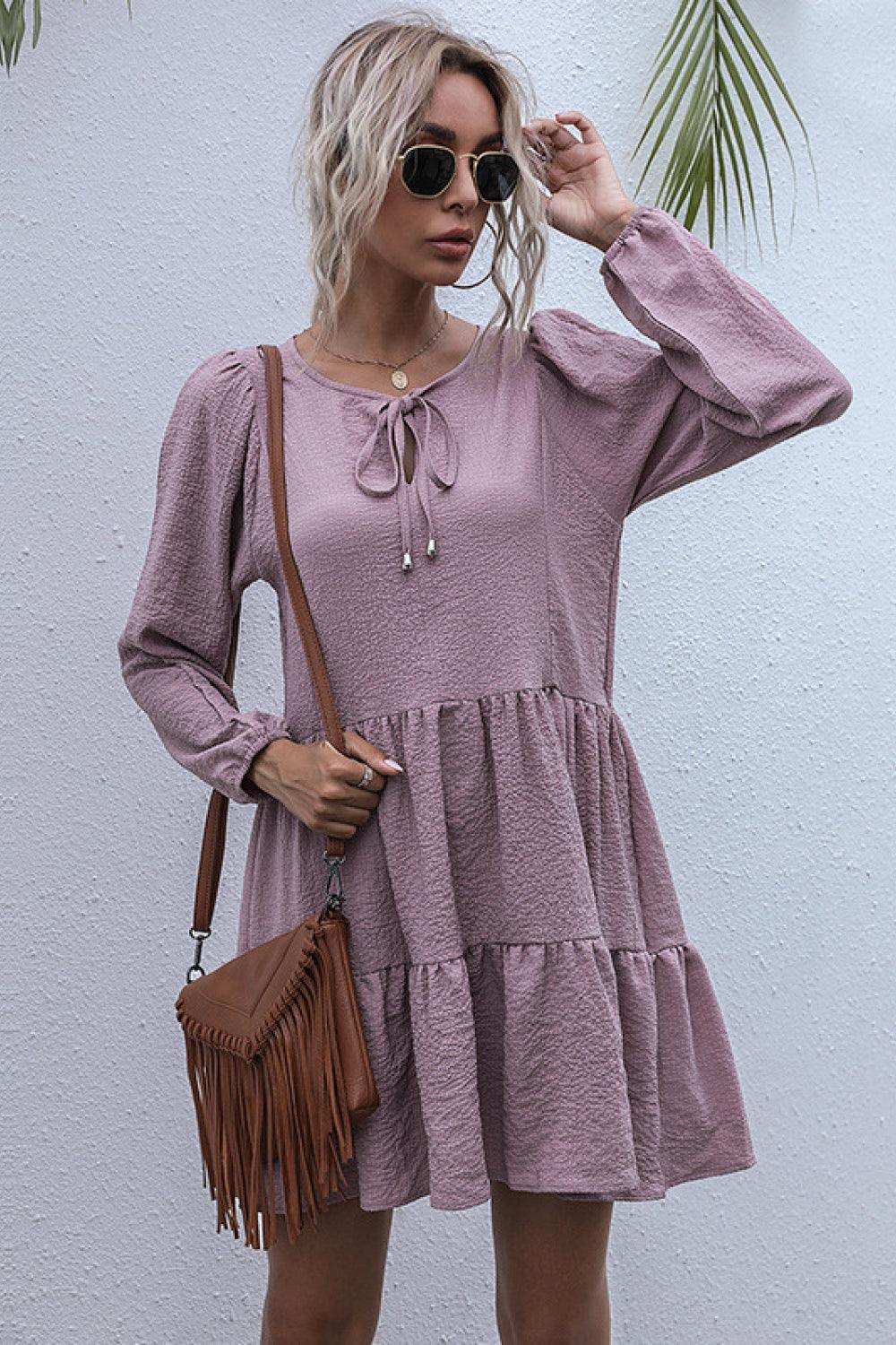 Laid-Back Ruffle Hem Mini Dress - MXSTUDIO.COM