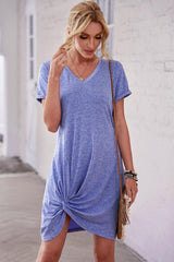 Laid-Back Side Twist Shirt Dress - MXSTUDIO.COM