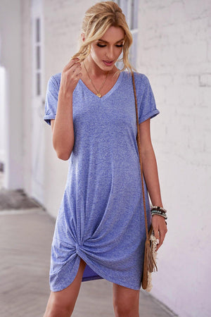 Laid-Back Side Twist Shirt Dress - MXSTUDIO.COM