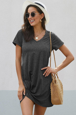 Laid-Back Side Twist Shirt Dress - MXSTUDIO.COM