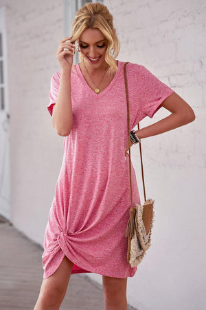 Laid-Back Side Twist Shirt Dress - MXSTUDIO.COM