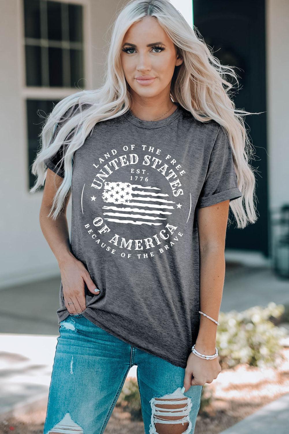 Land Of The Brave USA Flag Patriotic T Shirt - MXSTUDIO.COM