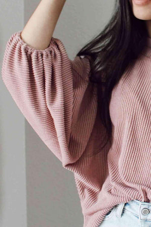 Lantern Sleeve Boat Neck Knit Sweater-MXSTUDIO.COM