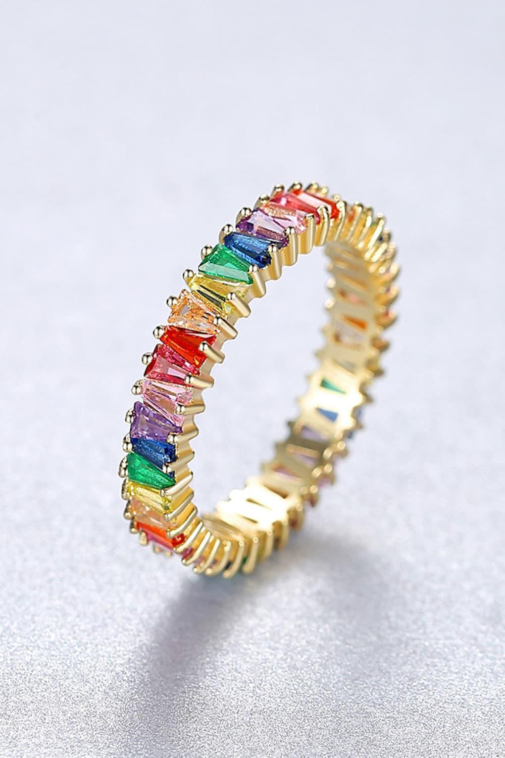 Lasting Multicolored Sterling Silver Cubic Zirconia Ring - MXSTUDIO.COM