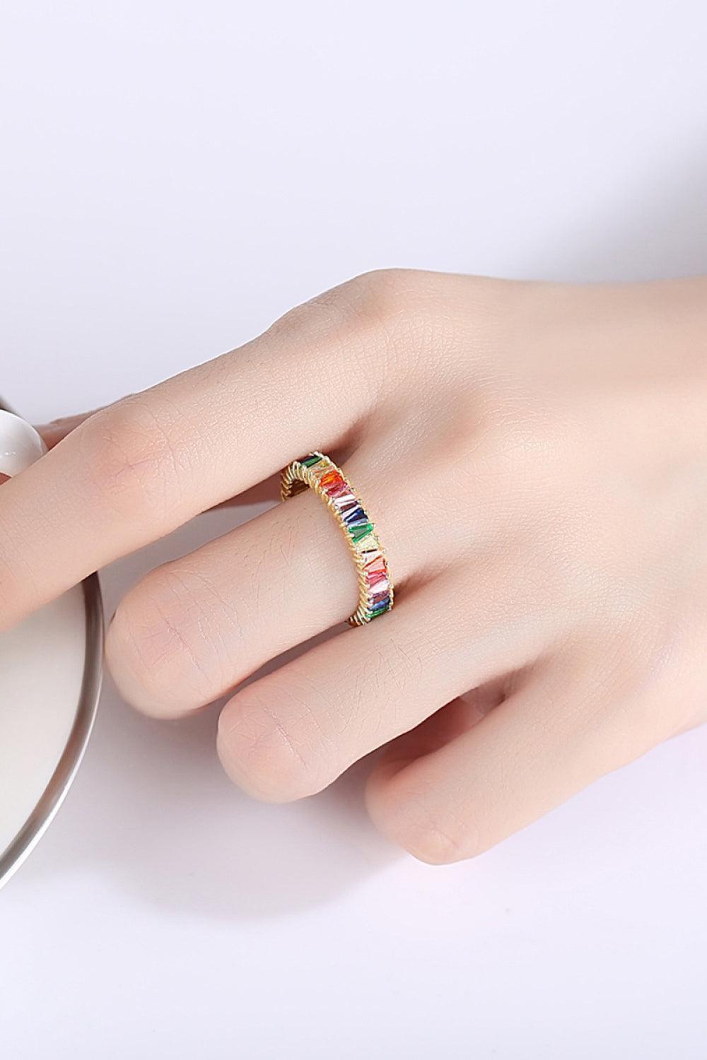 Lasting Multicolored Sterling Silver Cubic Zirconia Ring - MXSTUDIO.COM