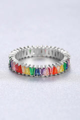 Lasting Multicolored Sterling Silver Cubic Zirconia Ring - MXSTUDIO.COM