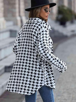 Lasting Warmth Button Down Houndstooth Jacket-MXSTUDIO.COM