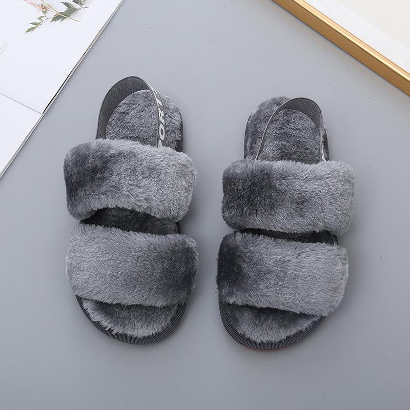 Lavishly Comfortable Open Toe Faux Fur Slippers - MXSTUDIO.COM