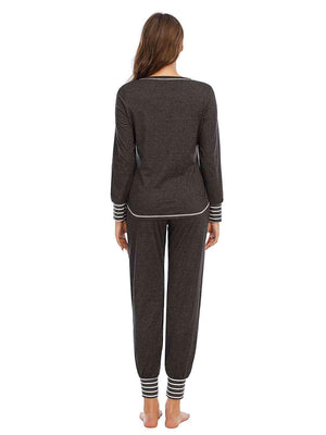 Laze Around Long Sleeve Top and Pants Lounge Set - MXSTUDIO.COM