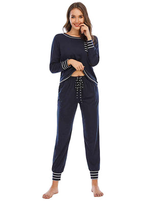 Laze Around Long Sleeve Top and Pants Lounge Set - MXSTUDIO.COM