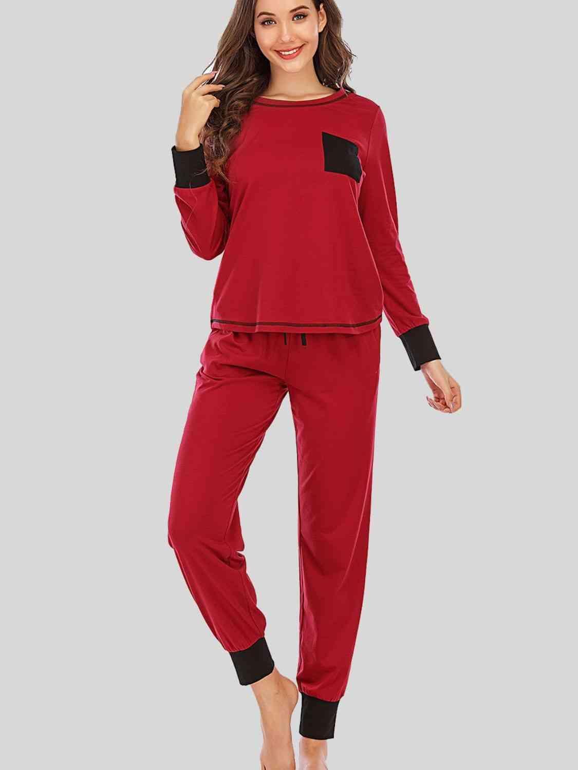 Laze Around Long Sleeve Top and Pants Lounge Set - MXSTUDIO.COM