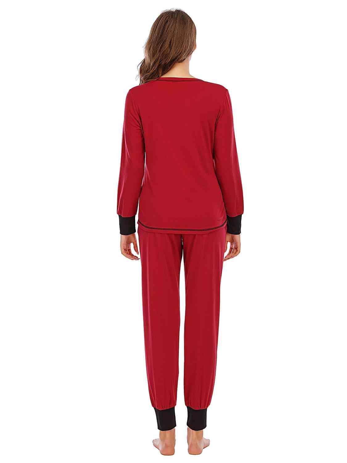 Laze Around Long Sleeve Top and Pants Lounge Set - MXSTUDIO.COM