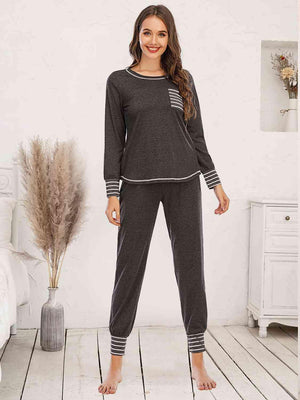 Laze Around Long Sleeve Top and Pants Lounge Set - MXSTUDIO.COM