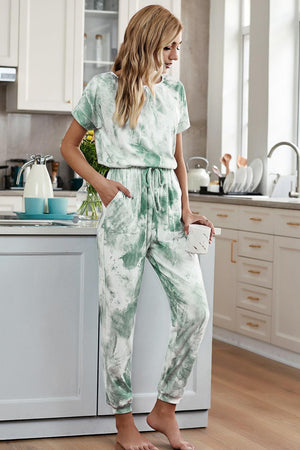 Laze Around Short Sleeve Tie Dye Jumpsuit - MXSTUDIO.COM