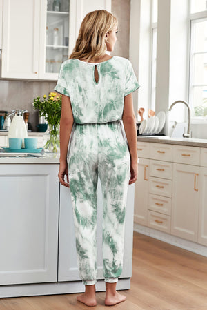 Laze Around Short Sleeve Tie Dye Jumpsuit - MXSTUDIO.COM