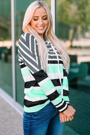 Lazy Sunday Long Sleeve Striped Hoodie - MXSTUDIO.COM