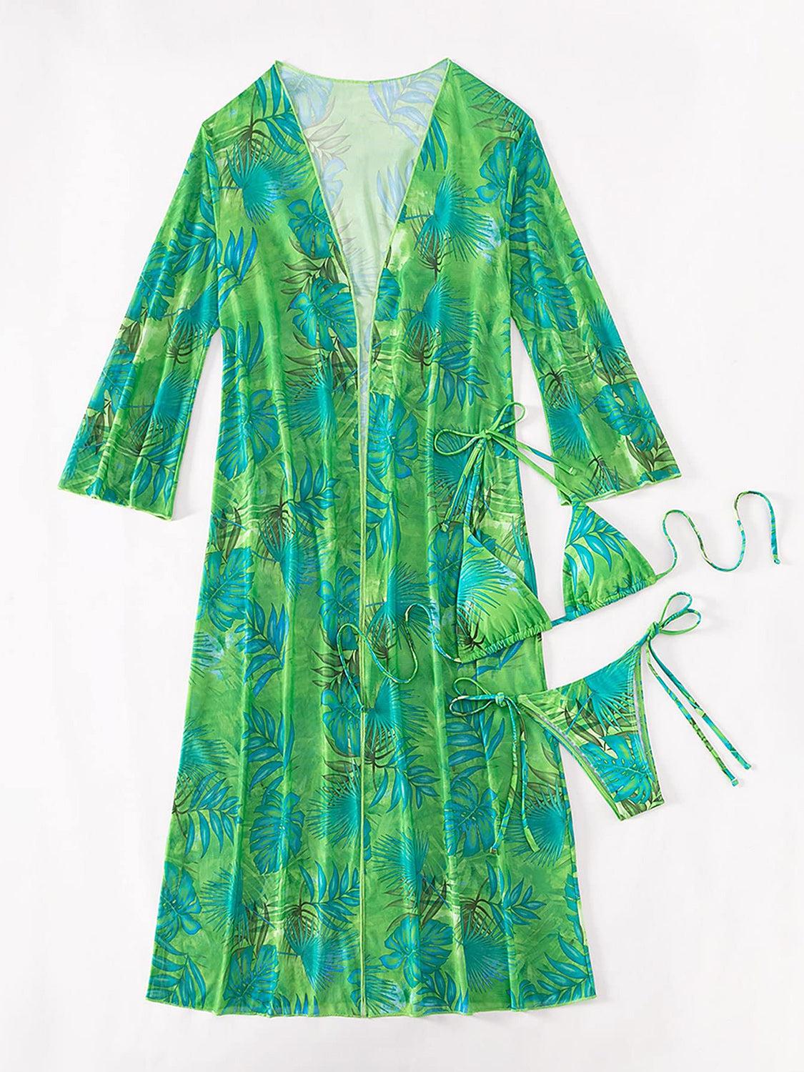 a women's green dress with matching accessories