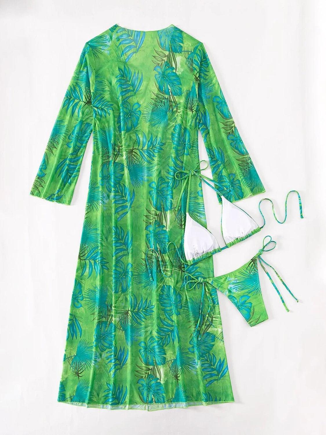 a woman's green dress with matching accessories