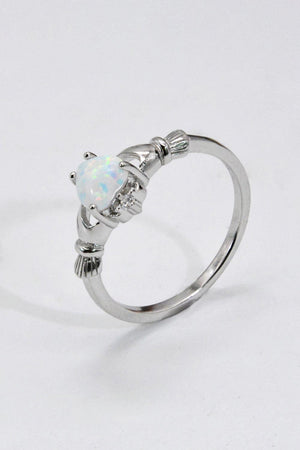 Left Speechless Sterling Silver Heart Opal Ring - MXSTUDIO.COM