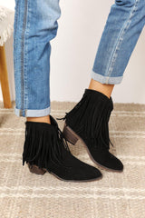 Legend Women's Fringe Black Ankle Cowboy Boots - MXSTUDIO.COM